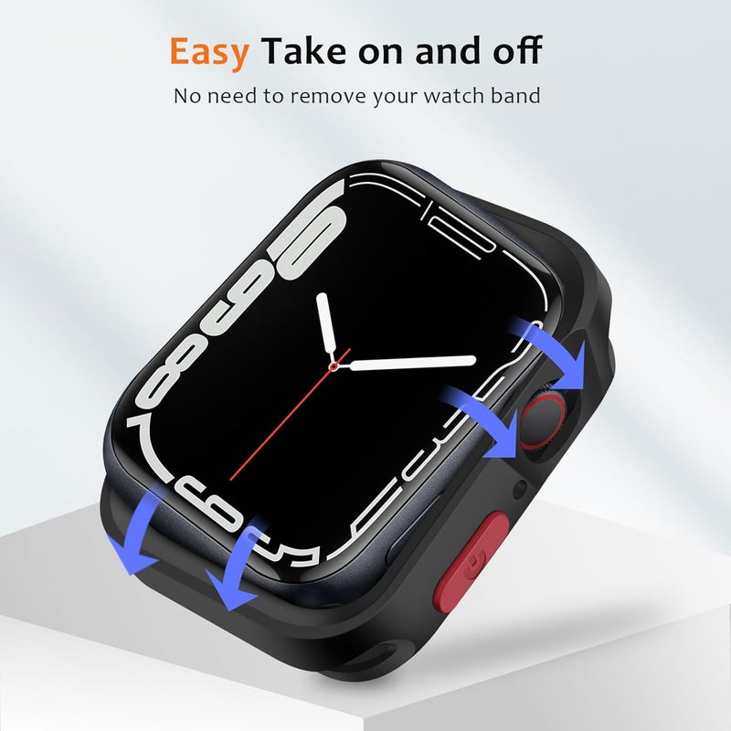 ZZDZZ Rugged Case Compatible with Apple Watch Case 41mm 40mm Series 9/8/7/6/5/4/SE3/2/1, Soft Flexible TPU Shockproof Protective Bumper Cover for iWatch 41mm 40mm, Black - Image 4
